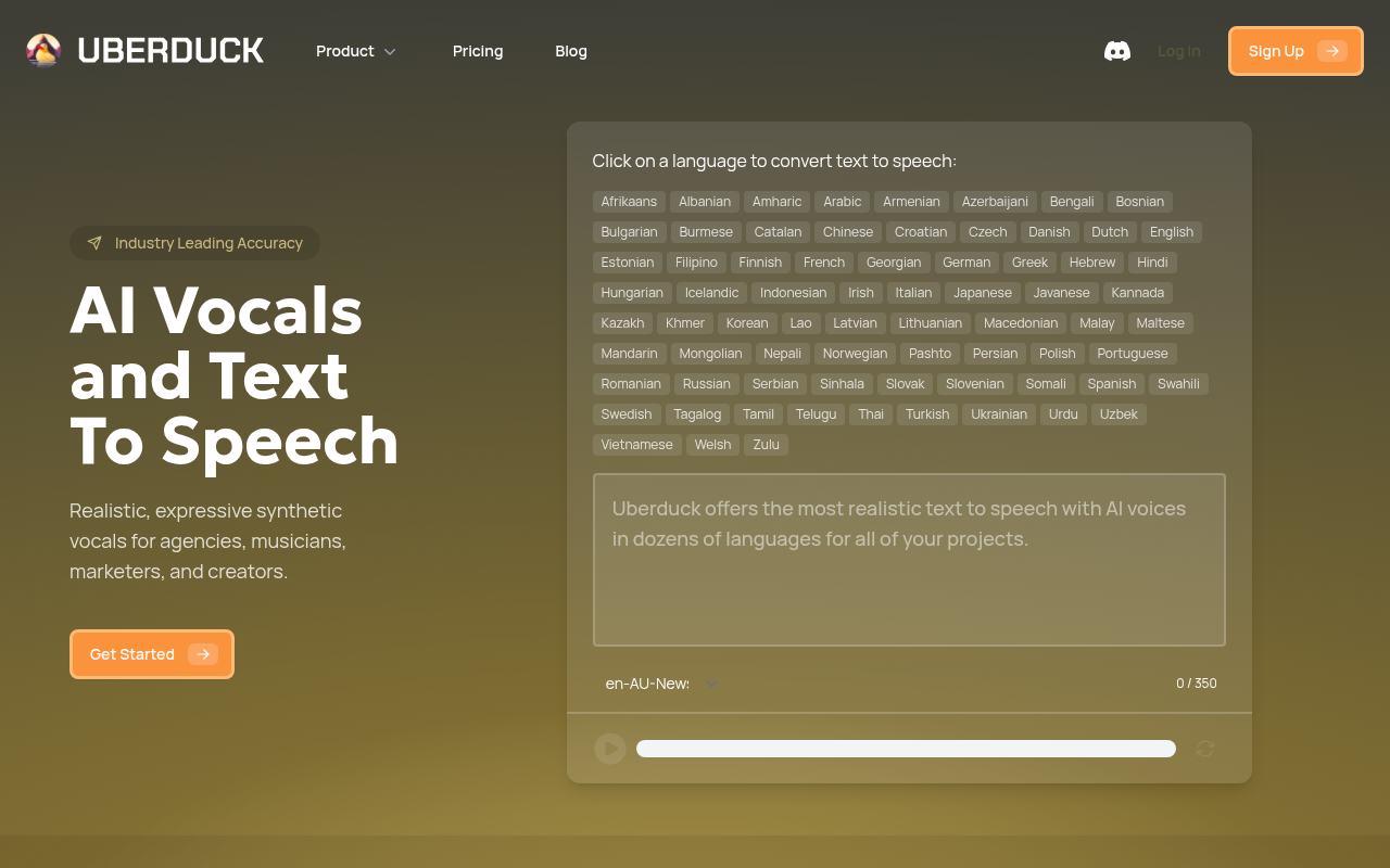 Screenshot of Uberduck AI: Unleash Your Creativity with AI-Powered Voice Solutions