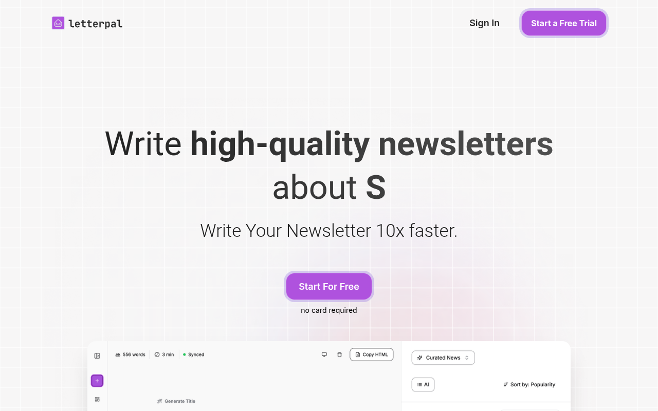 Screenshot of Letterpal: AI-Powered Newsletter Creation for Busy Professionals