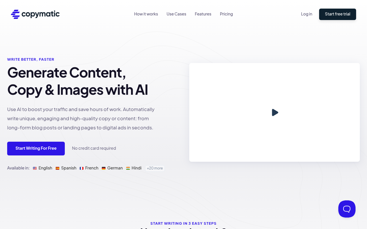Screenshot of Copymatic: Your AI-Powered Content Creation Partner