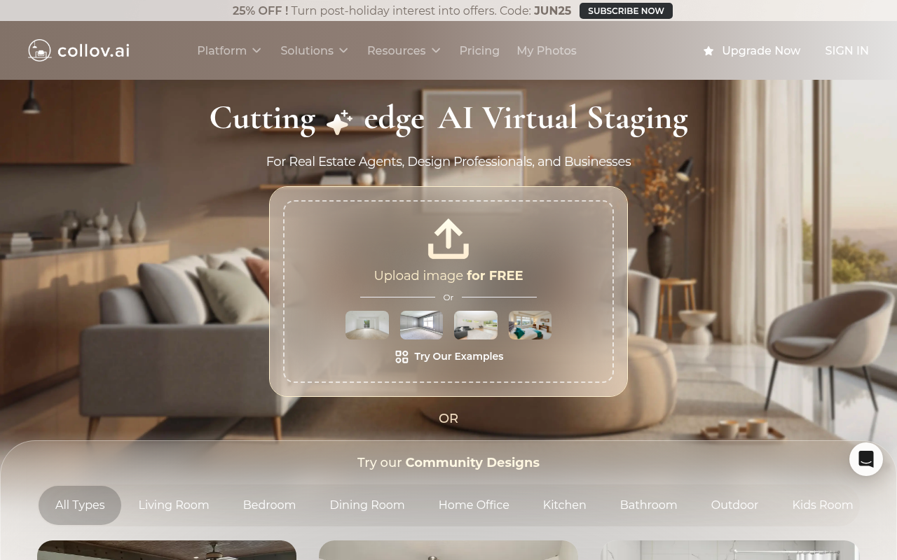 Screenshot of Collov AI: Virtual Staging for Real Estate Success