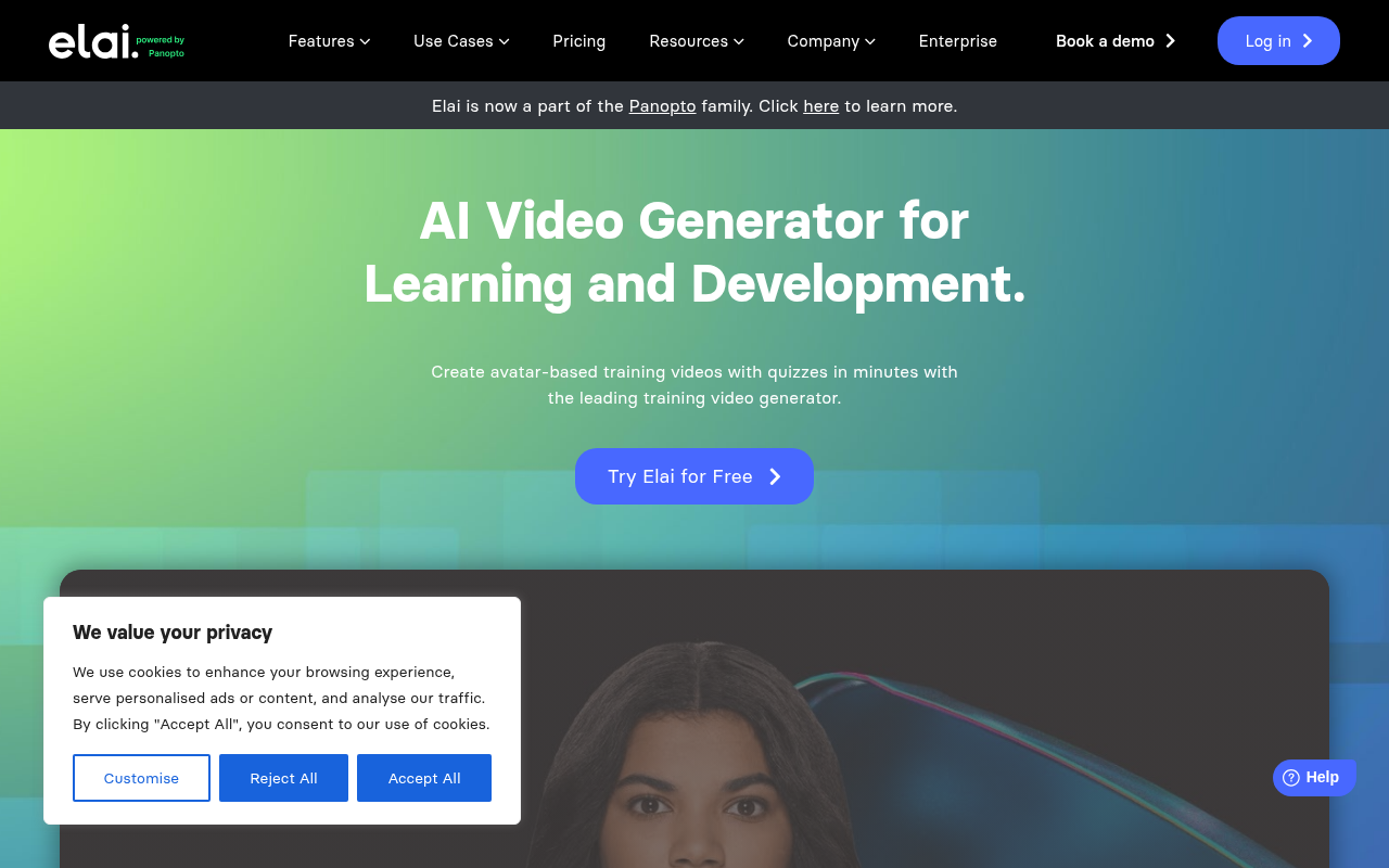 Screenshot of Elai.io: AI Video Generation Revolutionizing Content Creation