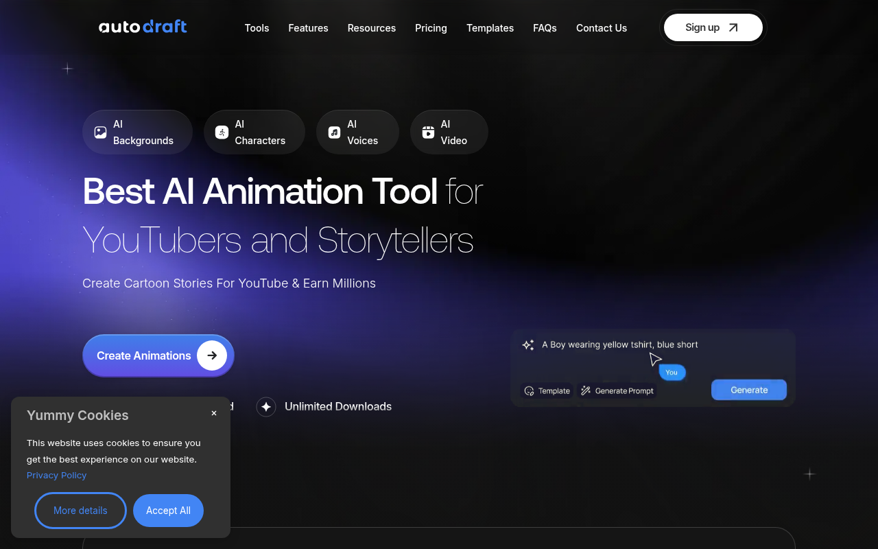 Screenshot of Autodraft AI: Your Animation Studio in the Cloud