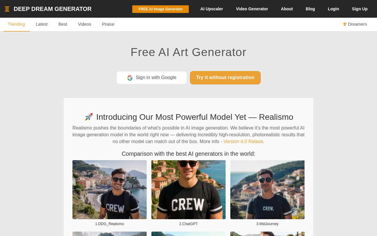 Screenshot of Deep Dream Generator Review: Unleash Your Inner AI Artist