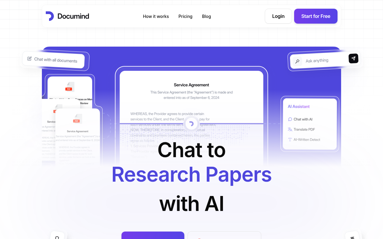 Screenshot of Documind Chat: AI-Powered PDF Interaction & Summarization