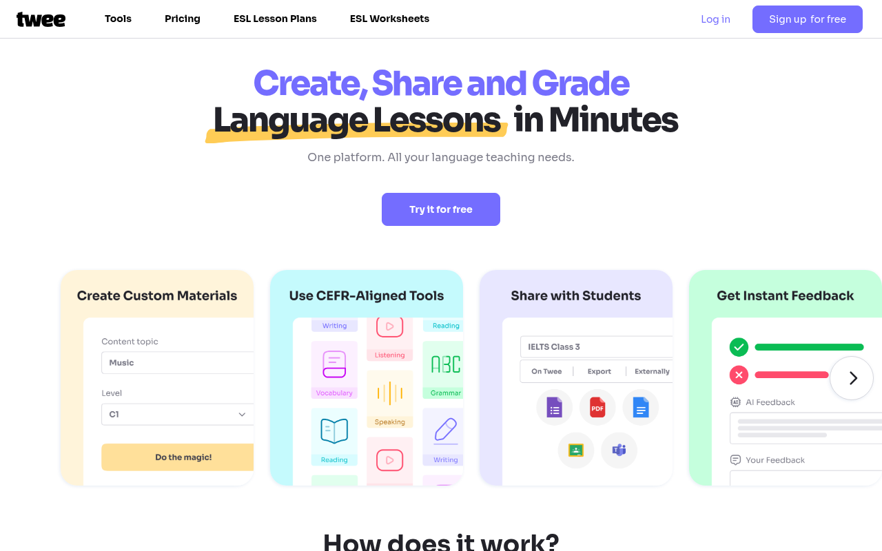 Screenshot of Twee AI: Supercharge Your Lesson Planning with AI