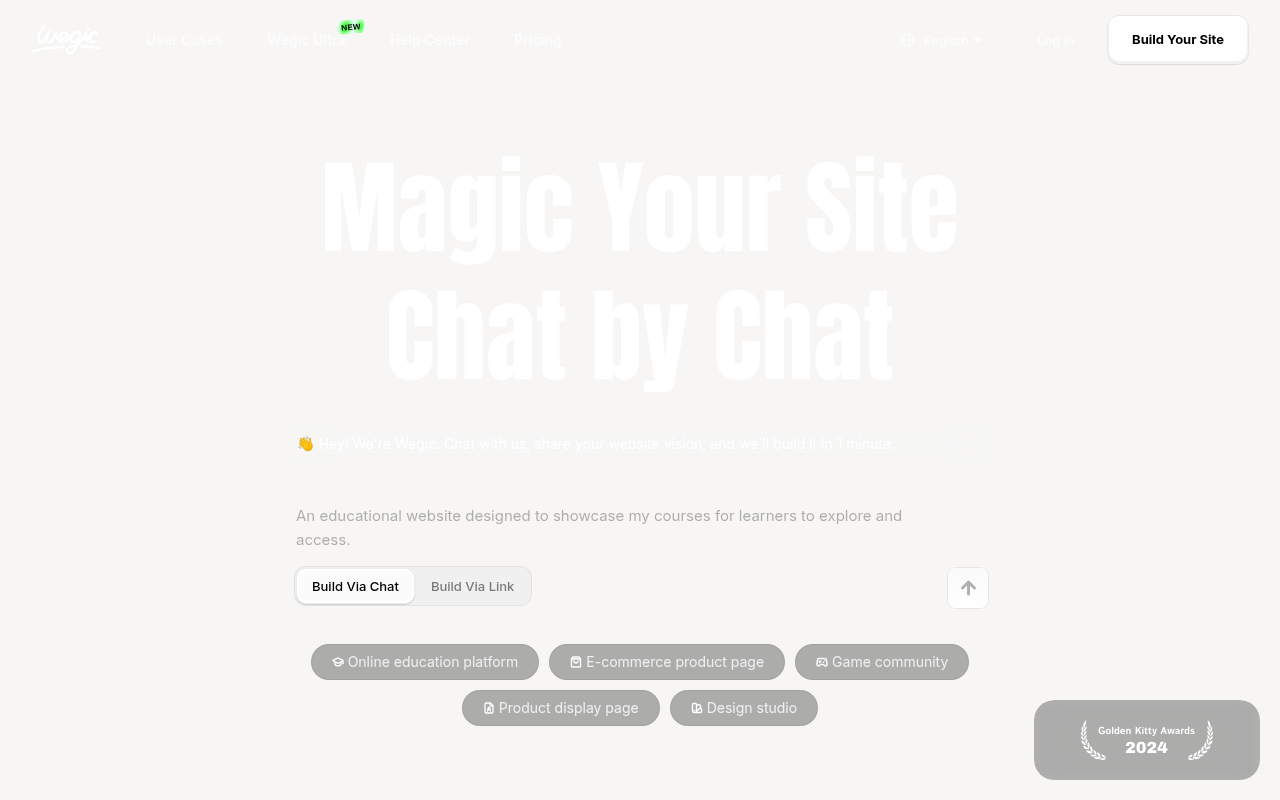 Screenshot of Wegic AI: Build & Manage Your Website with an AI Team
