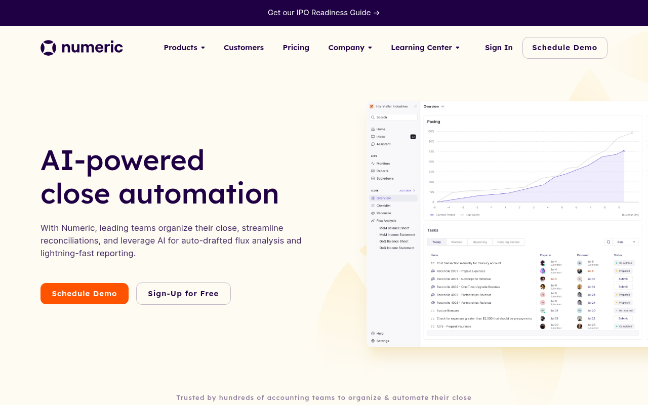 Screenshot of Numeric.io: AI-Powered Accounting for Fast-Growing Teams