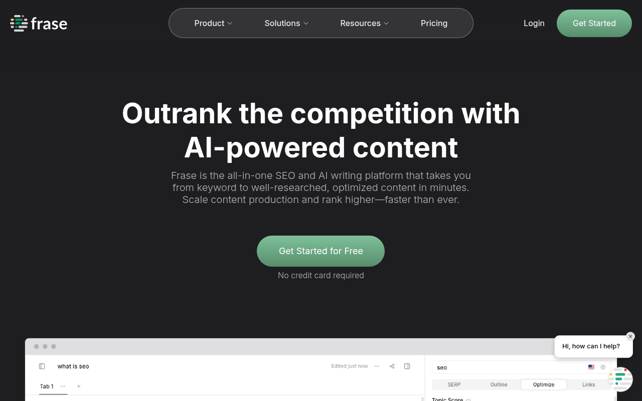 Screenshot of Frase.io: AI-Powered Content Optimization Tool for SEO Success