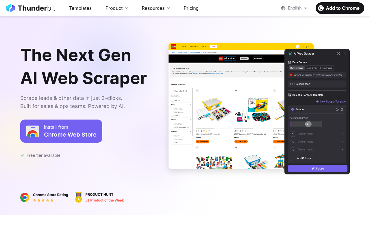 Screenshot of Thunderbit Review: Effortless AI-Powered Web Scraping