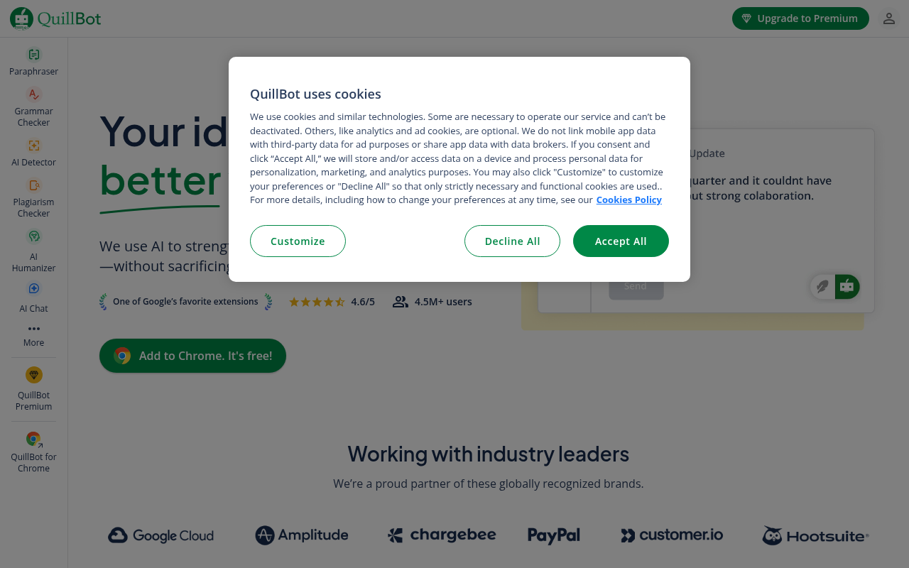 Screenshot of QuillBot Review: Supercharge Your Writing with AI