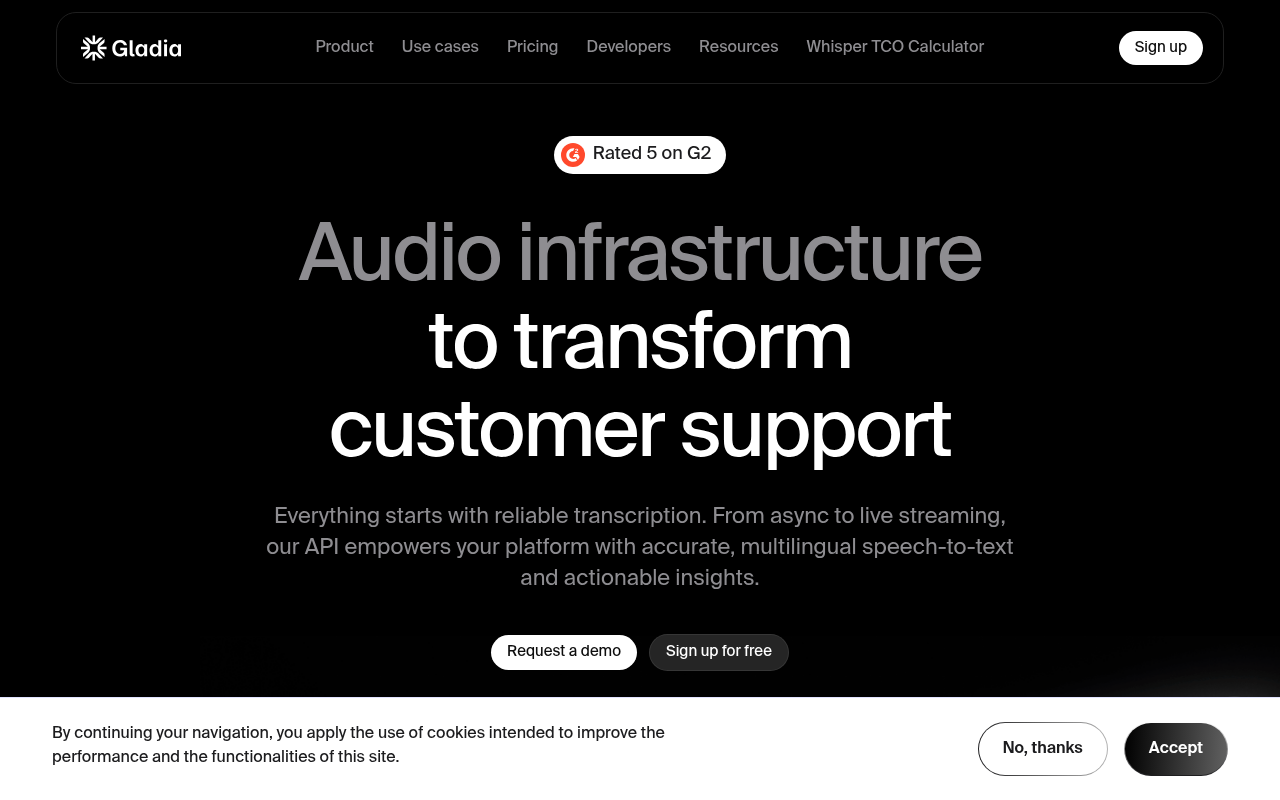 Screenshot of Gladia: Supercharge Your Apps with AI-Powered Audio Transcription