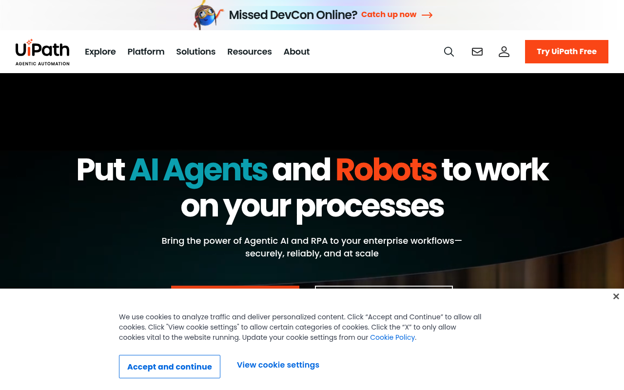Screenshot of UiPath: Your AI-Powered Automation Solution