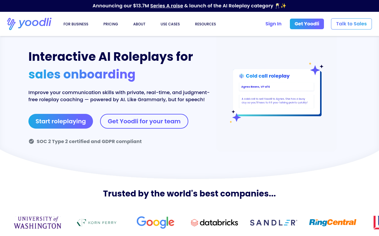 Screenshot of Yoodli: AI-Powered Interview & Speech Coaching