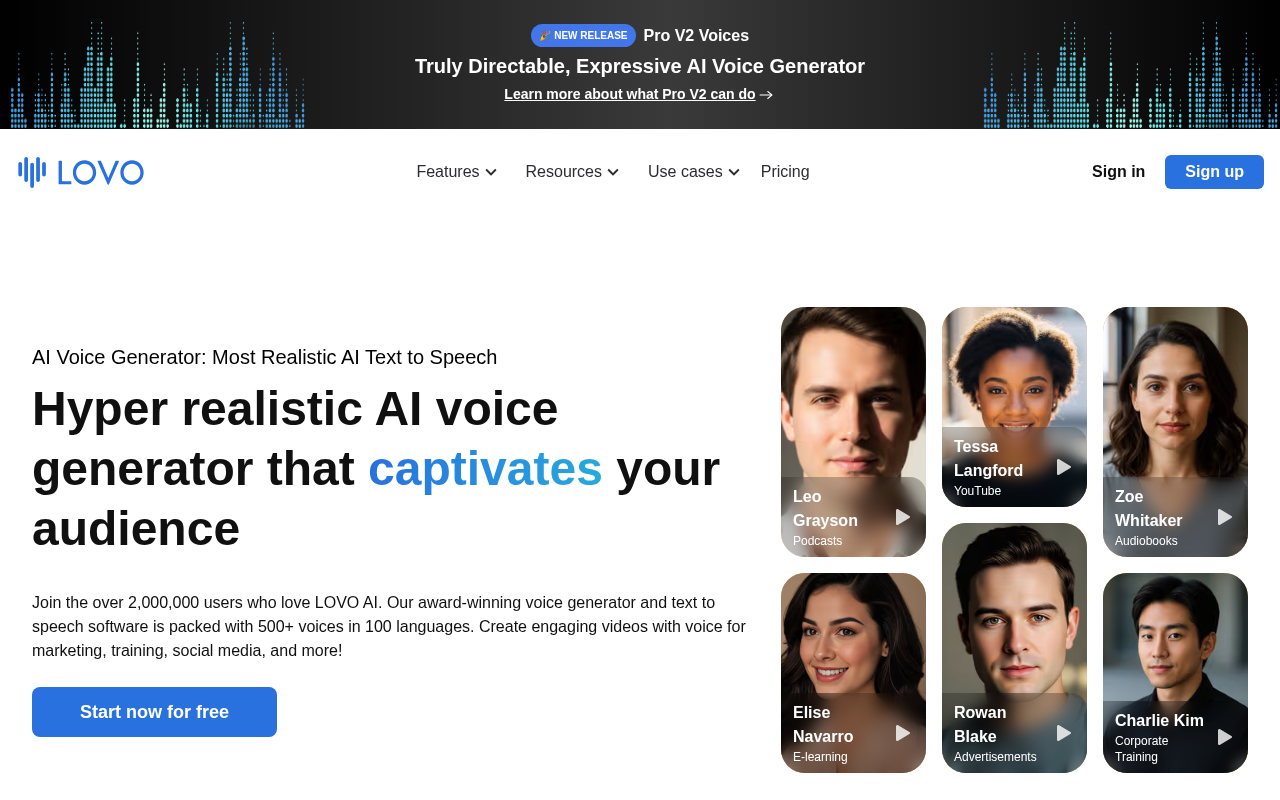 Screenshot of Lovo.ai Review: Lifelike AI Voice Generation for Content Creators
