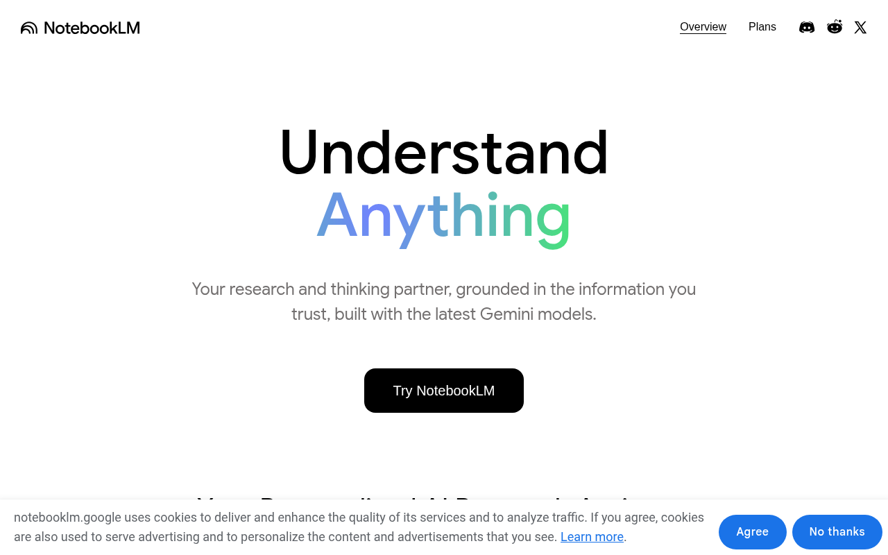 Screenshot of Google NotebookLM: AI-Powered Research & Note-Taking Revolution