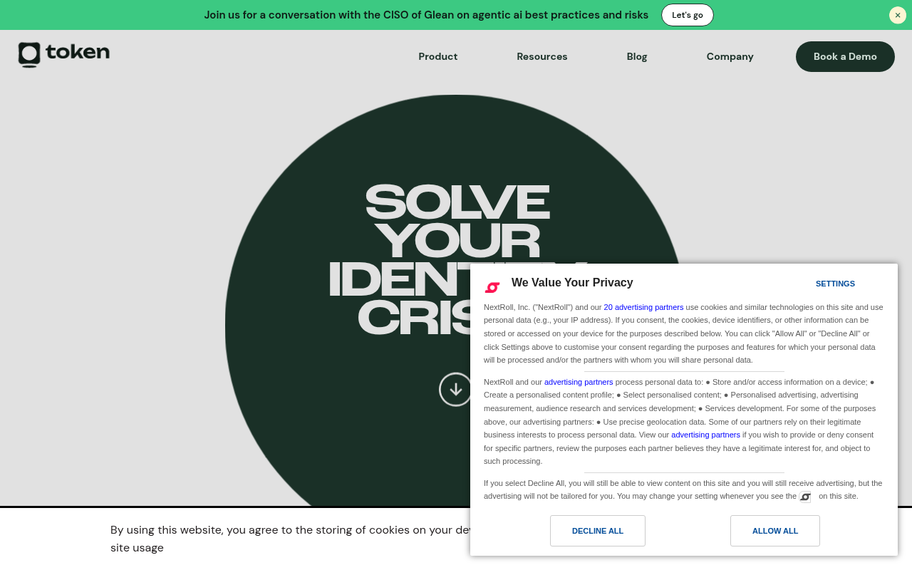 Screenshot of Token: Machine-First Identity Security for the AI Age