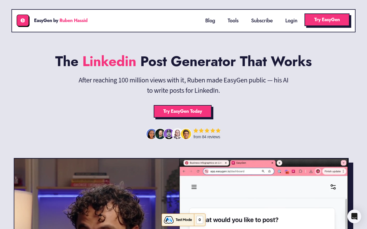 Screenshot of EasyGen: AI-Powered LinkedIn Post Generator for Maximum Impact