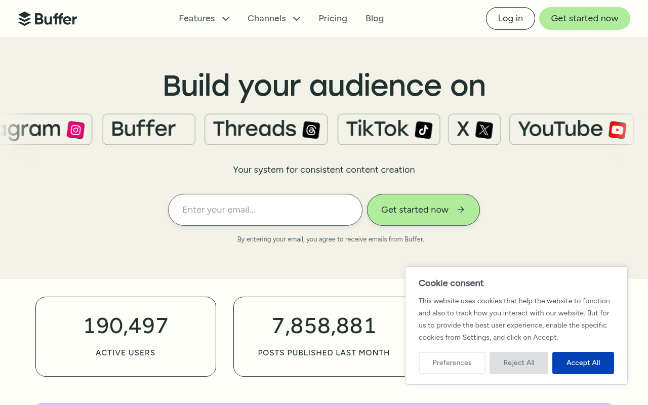 Screenshot of Buffer: Streamline Your Social Media Presence with Ease