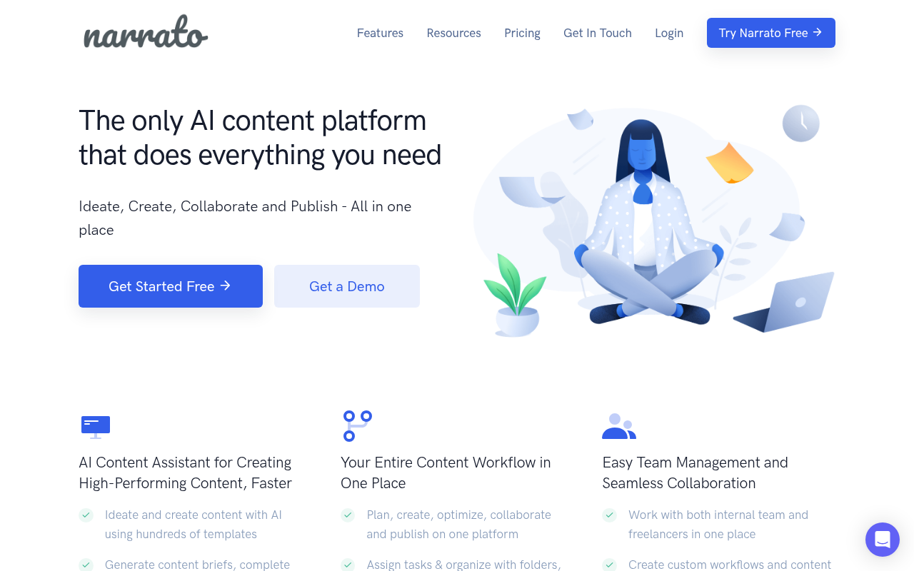 Screenshot of Narrato: Your All-in-One AI Content Creation & Marketing Platform