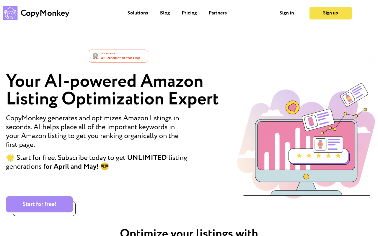 Screenshot of CopyMonkey: AI-Powered Amazon Listing Optimization for Maximum Sales