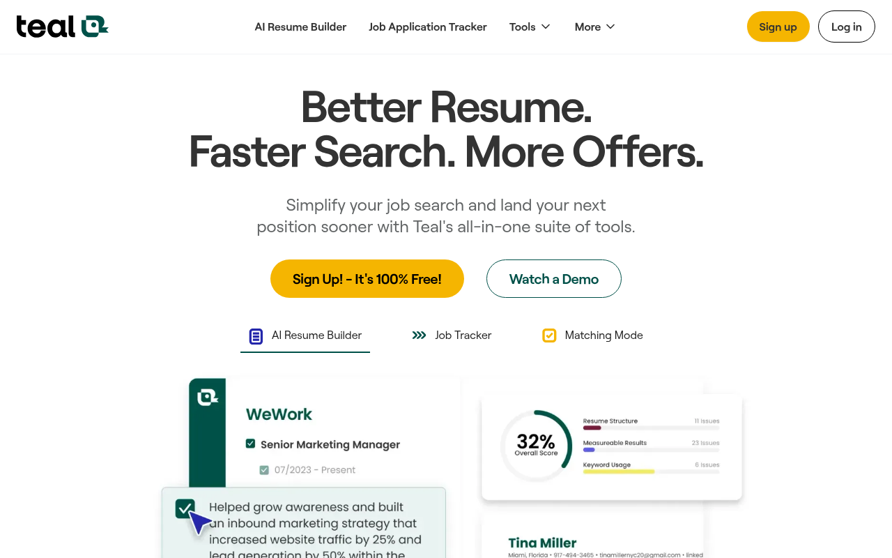 Screenshot of Teal: AI-Powered Project Management for Career Growth