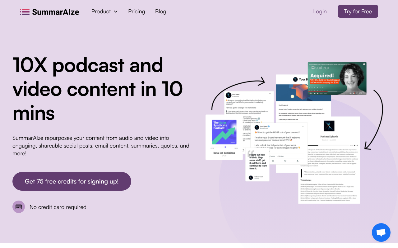 Screenshot of SummarAIze: AI-Powered Content Repurposing for Maximum Reach