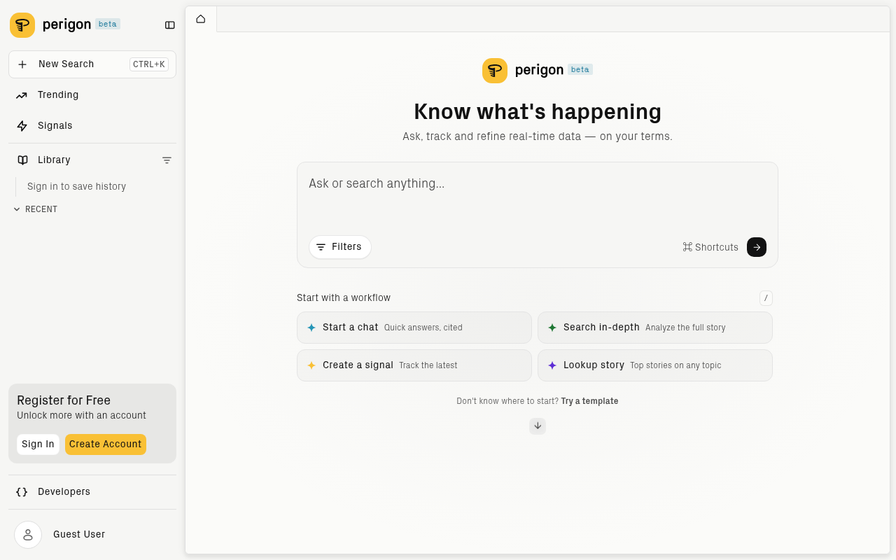 Screenshot of Perigon AI: Supercharge Your Content Creation