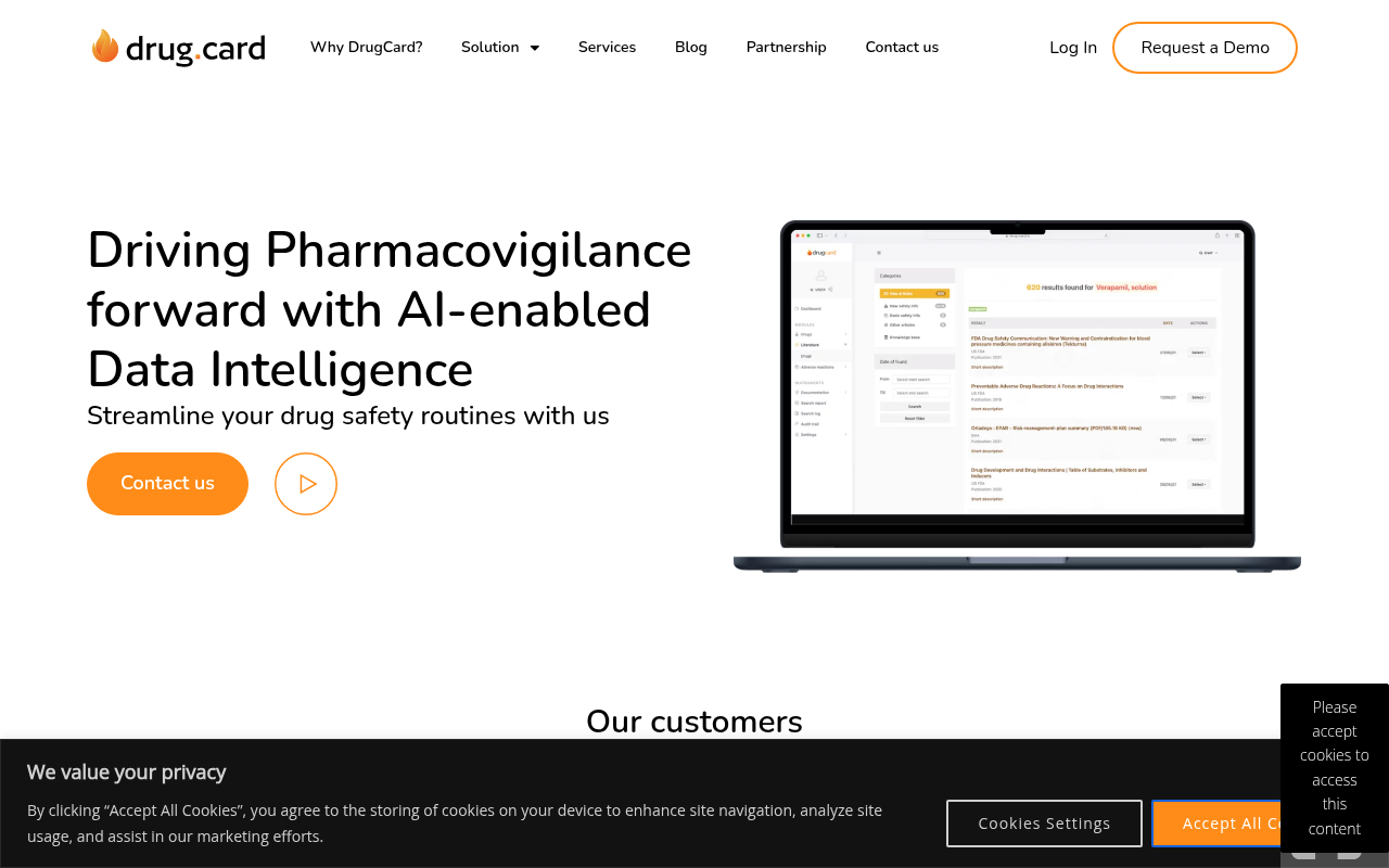 Screenshot of DrugCard: AI-Powered Local Literature Screening for Pharma