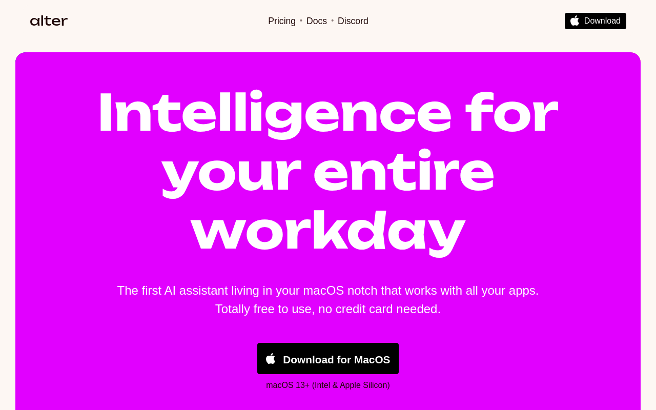 Screenshot of Alter AI: Supercharge Your Mac Productivity with AI-Powered Actions