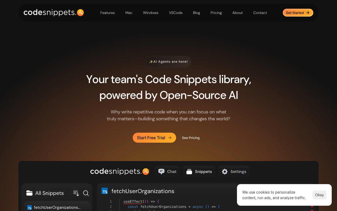 Screenshot of Code Snippets AI: Your Context-Aware Coding Assistant