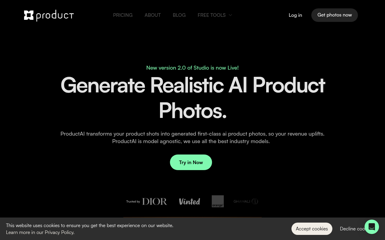 Screenshot of ProductAI Review: AI-Powered Product Photography for E-commerce