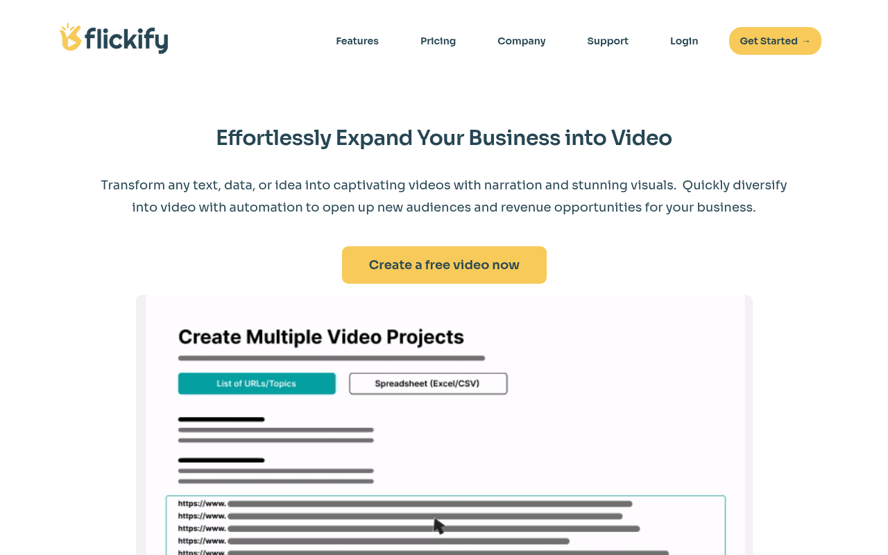 Screenshot of Flickify: AI-Powered Video Creation from Text