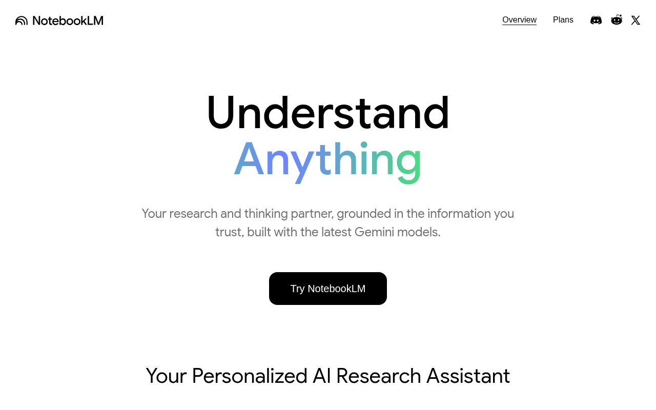 Screenshot of Google NotebookLM: AI-Powered Research & Note-Taking Revolution