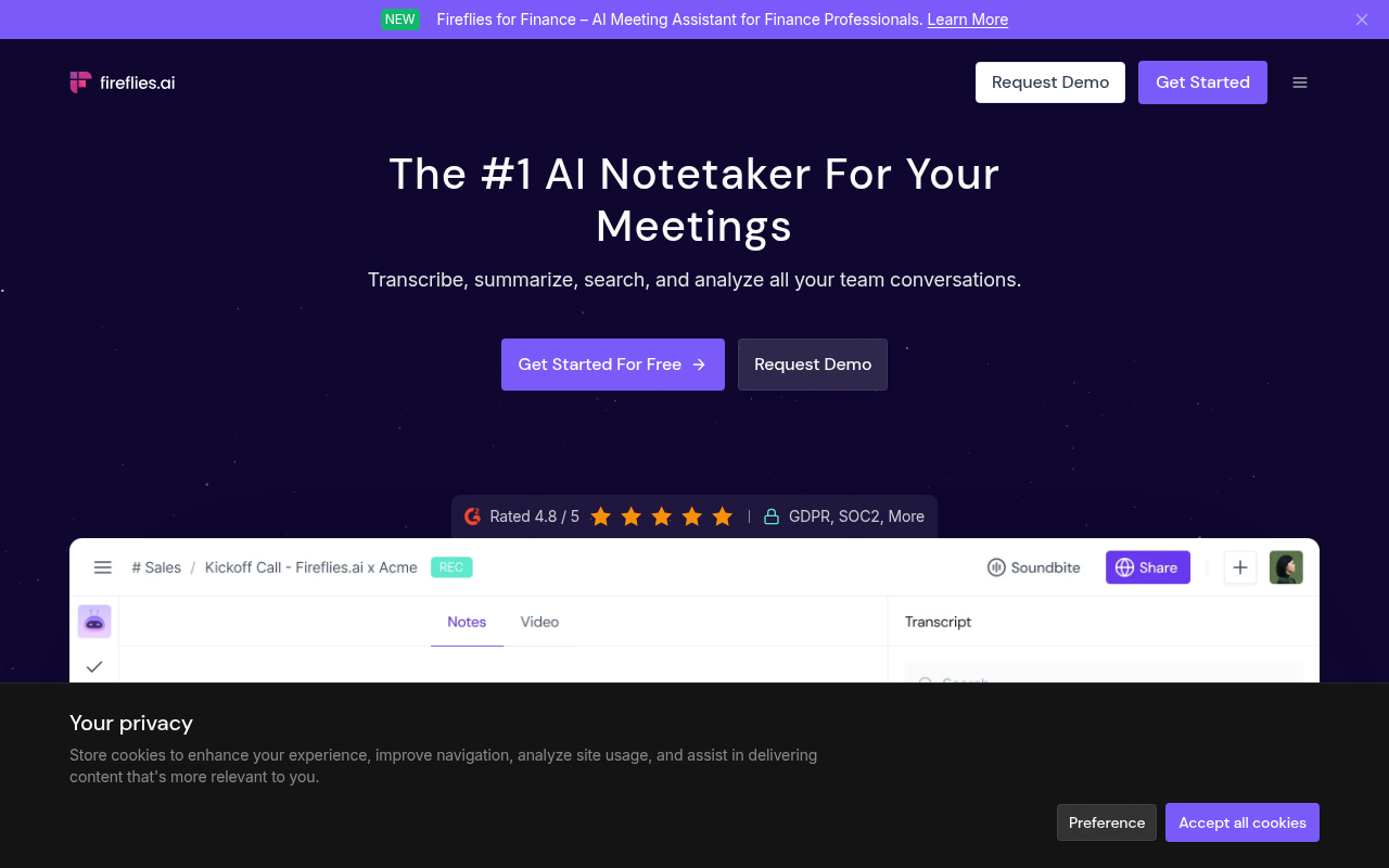 Screenshot of Fireflies.ai: Supercharge Your Meetings with AI Note-Taking