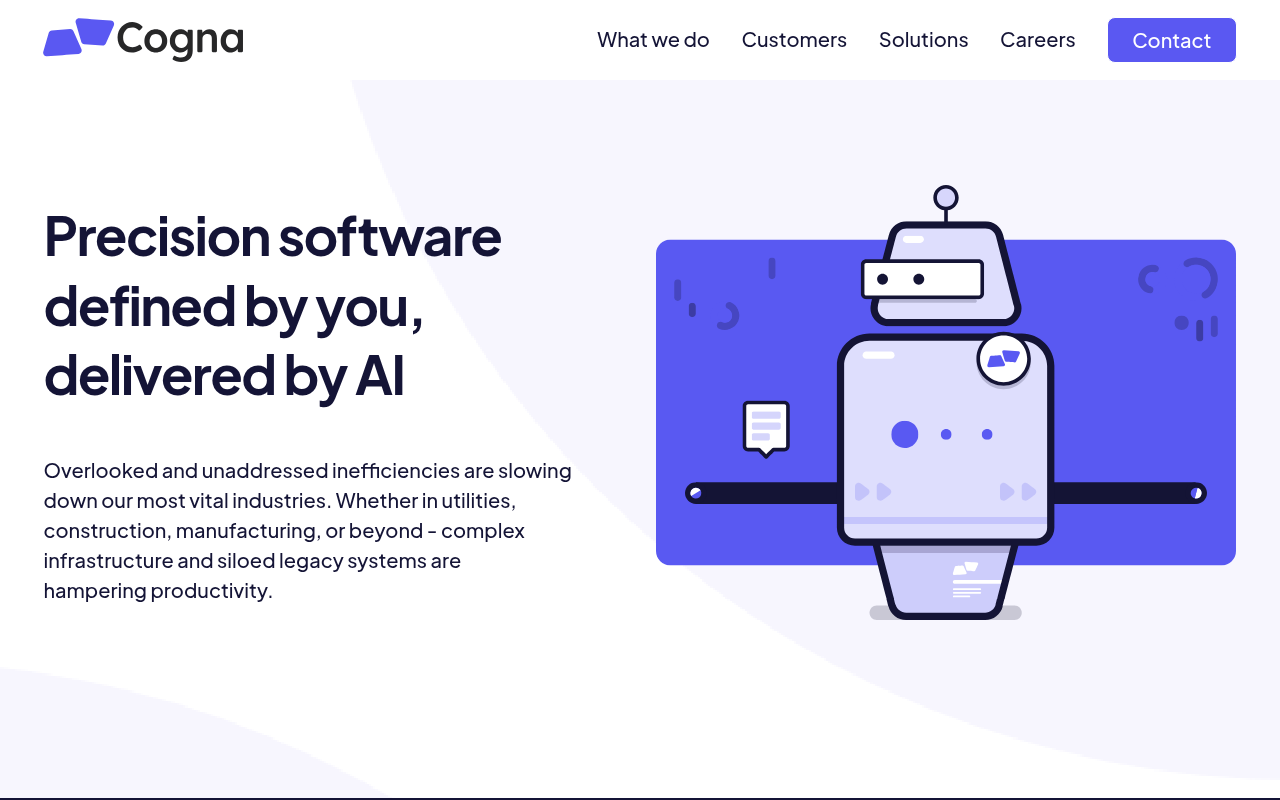 Screenshot of Cogna: AI-Powered Enterprise Solutions Delivered in Weeks