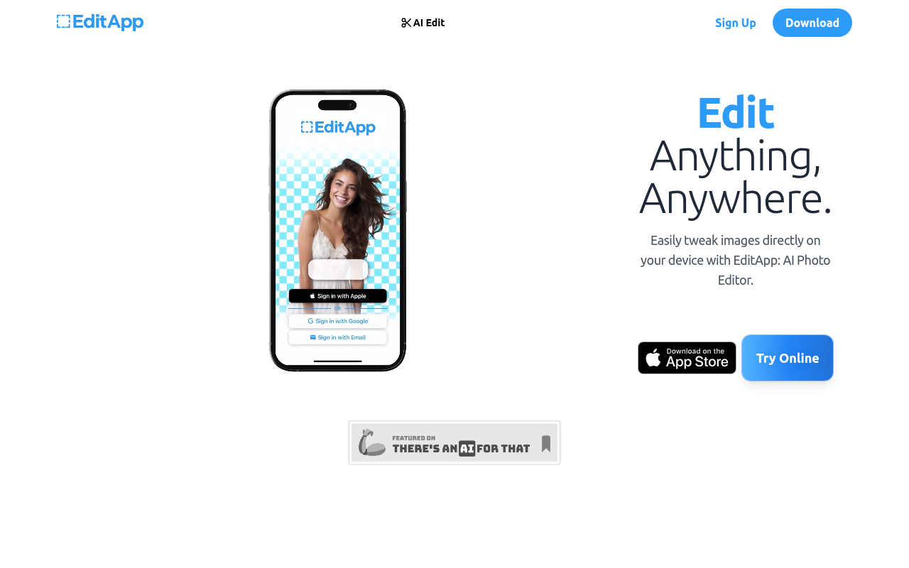 Screenshot of EditApp AI: Your All-in-One AI Image Editing Solution
