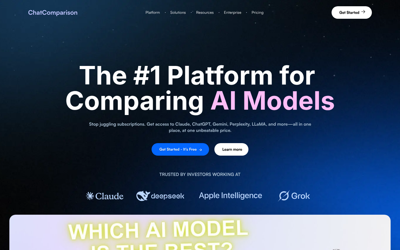 Screenshot of ChatComparison AI: Your Ultimate AI Model Comparison Platform
