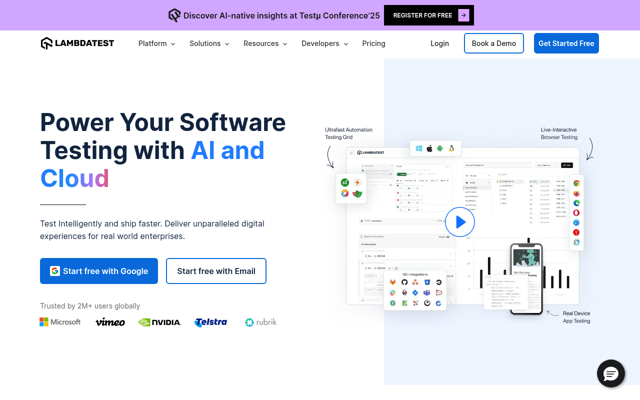 Screenshot of LambdaTest: AI-Powered Cloud Testing for Faster Deployment