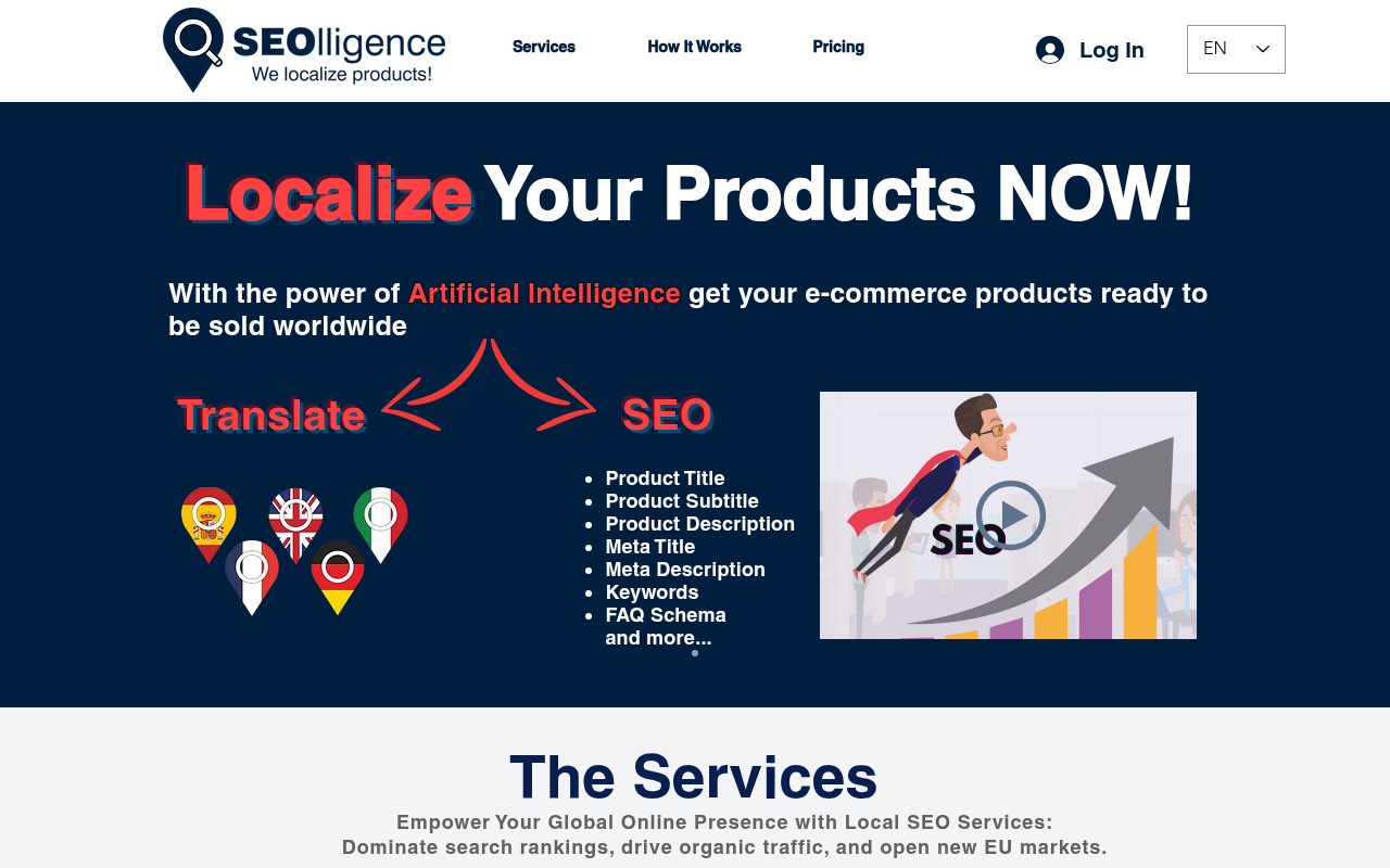 Screenshot of SEOlligence: AI-Powered SEO & Translation for E-commerce Success