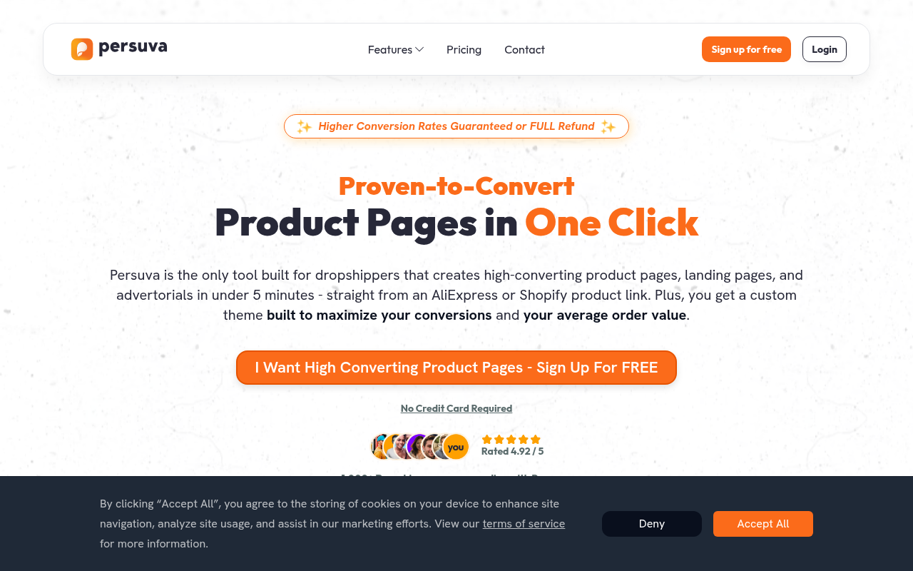 Screenshot of Persuva AI: Find Winning Dropshipping Products Faster