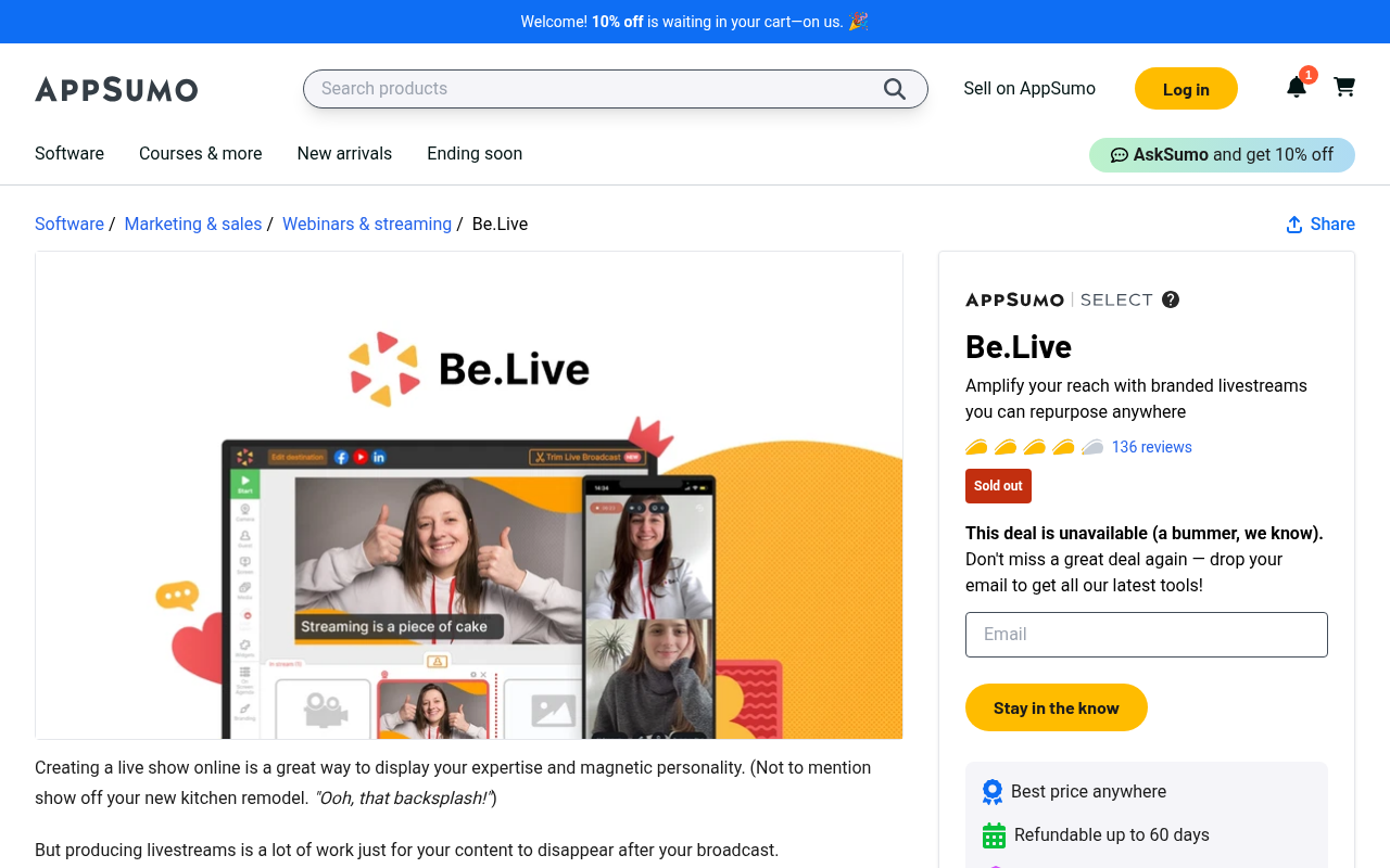 Screenshot of Be.Live: Boost Engagement with Repurposable Livestreams
