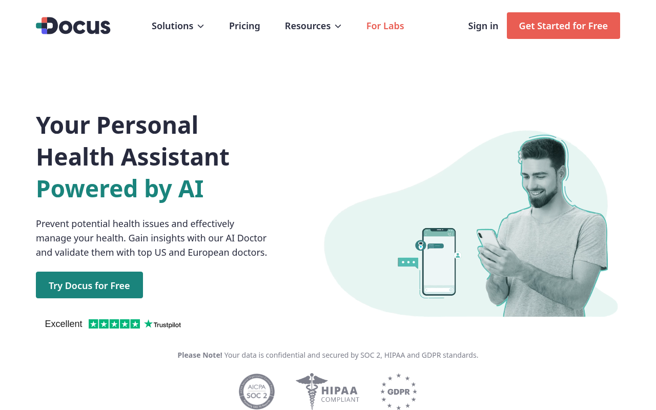 Screenshot of Docus.ai: Your AI-Powered Partner for Smarter Health