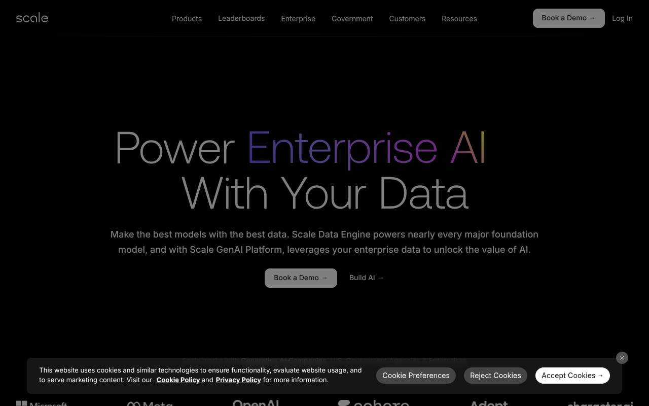 Screenshot of Scale AI: Powering AI with High-Quality Training Data