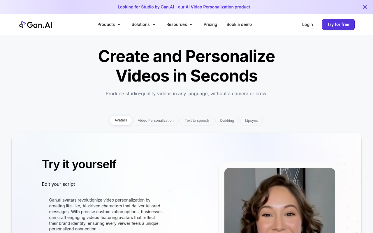 Screenshot of Gan.AI: Revolutionizing Communication with AI-Powered Speech