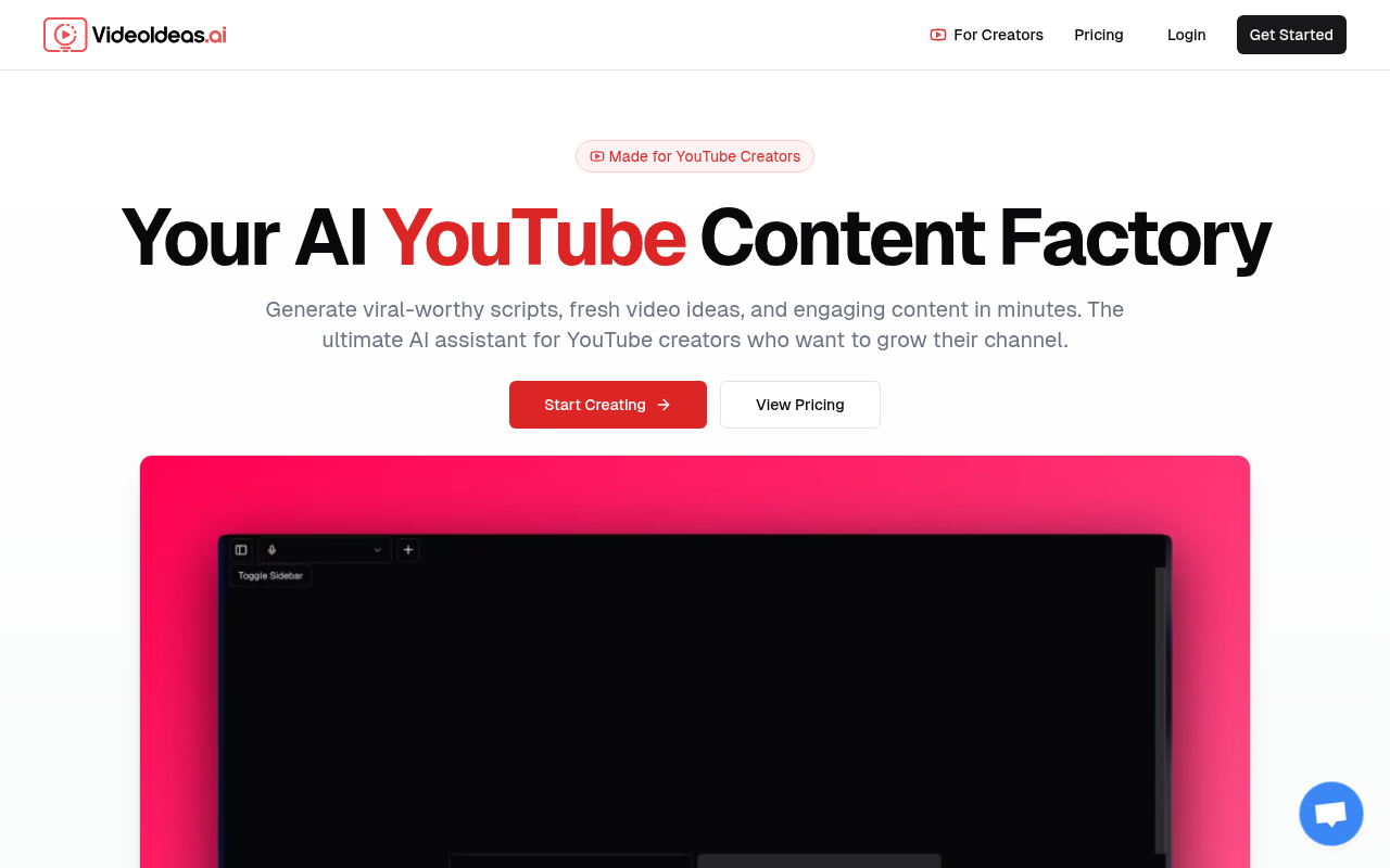 Screenshot of VideoIdeas.ai: AI-Powered YouTube Script Generator Review