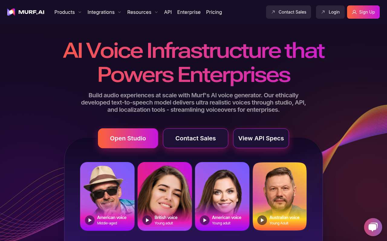 Screenshot of Murf AI: Transform Text into Stunning Voiceovers with AI