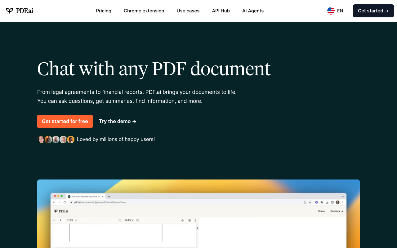 Screenshot of PDF.ai: Unlock Insights From Your PDFs with AI-Powered Chat