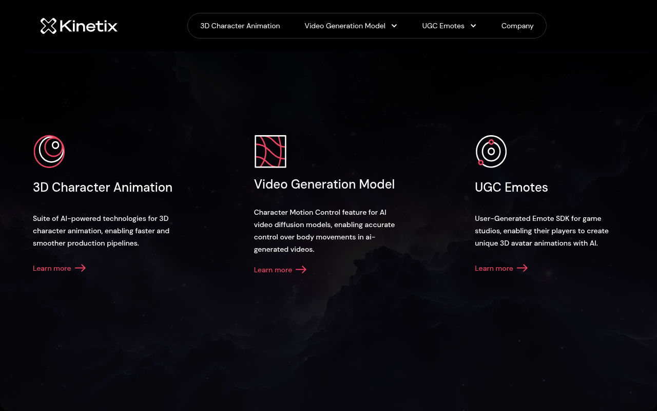Screenshot of Kinetix: AI-Powered Motion Capture & Animation Revolution