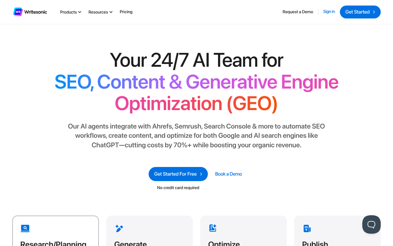 Screenshot of Writesonic: AI-Powered SEO & Content Creation for Growth