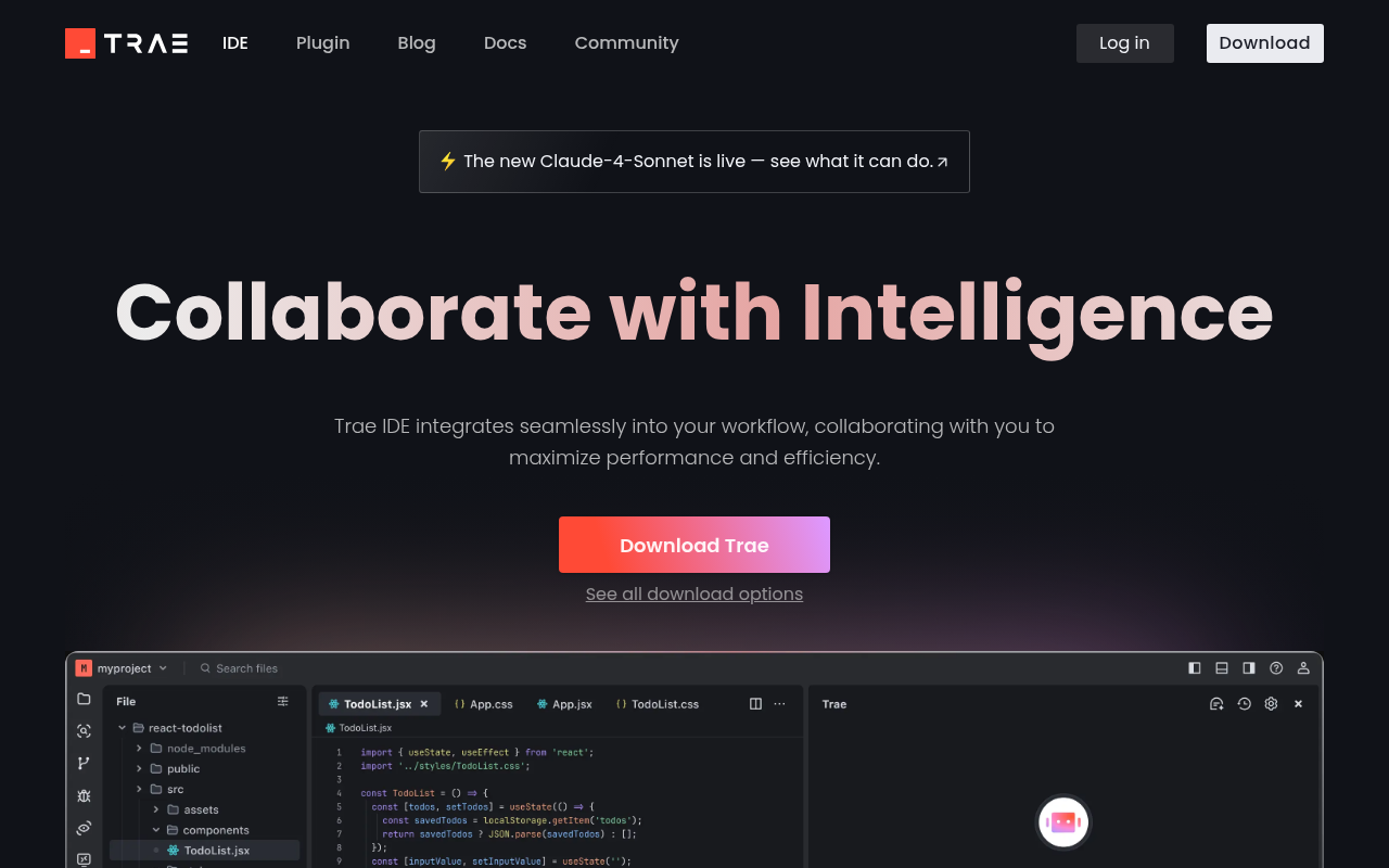 Screenshot of Trae AI: Supercharge Your Coding with Intelligent Collaboration
